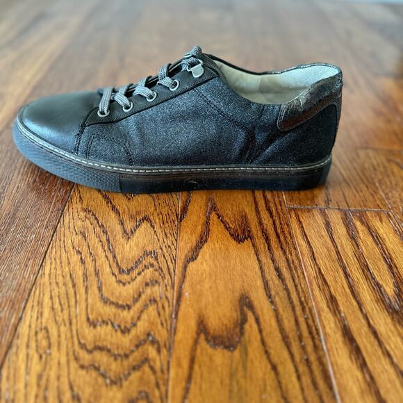 Johnston & Murphy Women's 9 Callie Lace-Up Black Glitter Leather Sneakers - Picture 7 of 11